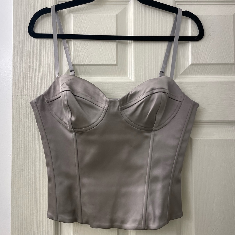 NWT Aritzia Dazzle Satin Bustier Top Ashen Size 10